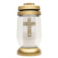 Candeeiro Vidro 36H Cruz Ouro